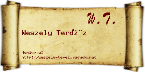 Weszely Teréz névjegykártya